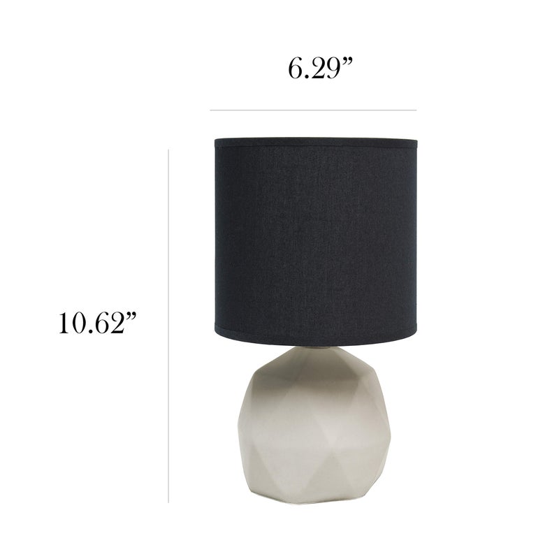 Simple Designs LT2060-BLK Geometric Concrete Table Lamp, Black - Image 3